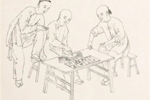 中国清代外销画.街头买卖.白描画