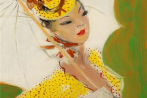 法国Domergue复古巴黎女性油画肖像画作品高清美女油画大图