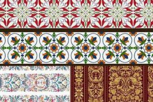 巴洛克风格复古AI条纹无缝图案矢量素材