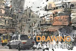 英国水彩艺术绘画杂志Drawing Attention February 2020城市水彩素描绘画图片大全